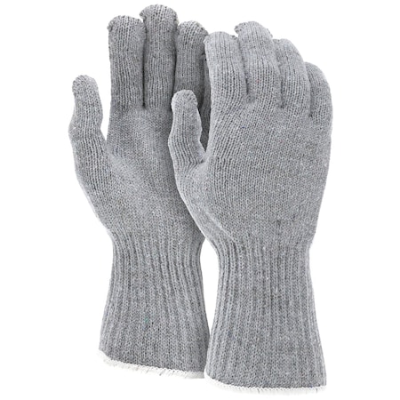 Mcr Safety Gloves, Heavy Cotton/Polyester, Gray long cuff, L, 12PK 9507LMHG